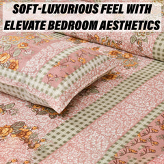 Heart Home Double Bedsheet with 2 Pillow Covers | 160 TC Premium Cotton Bedsheet for Double Bed | Bedsheet for Living Room-Home & Hotels | Spain Flower Lining | 100x108 Inch | Pink