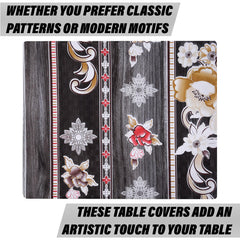 Heart Home Dining Table Cover | PVC Table Cloth Cover | 6 Seater Table Cloth | Table Protector | Table Cover for Dining Table | Passion Flower | 60x90 Inch | DTC | Black