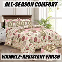 Heart Home Double Bedsheet with 2 Pillow Covers | 186 TC Premium Cotton Bedsheet for Double Bed | Bedsheet for Living Room-Home & Hotels | Arabic Beauty Gola | 100x108 Inch | Beige