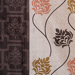 Kuber Industries Floral Design 1 Piece Polyester Eyelet Door Curtain 7 Feet (Coffee)-CTKTC030092