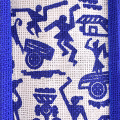 Kuber Industries Bottle Bag | Jute Carry Bag | Water Bottle Cover | Wine Bottle Bag | Reusable Bottle Bag with Handle | Bottle Bag for Office | Warli-Print Gift Bag | Blue