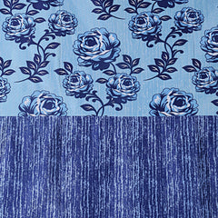 Kuber Industries Rose Design 1 Piece Polyester Eyelet Door Curtain 7 Feet (Blue)-Ctktc14162