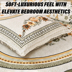 Heart Home Double Bedsheet with 2 Pillow Covers | 160 TC Premium Cotton Bedsheet for Double Bed | Bedsheet for Living Room-Home & Hotels | Kaleen Flower | 100x108 Inch | Yellow