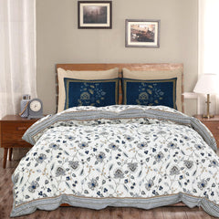 Heart Home Double Bedsheet with 2 Pillow Covers | 186 TC Premium Cotton Bedsheet for Double Bed | Bedsheet for Living Room-Home & Hotels | Embroidery Flower Zig-Zag | 100x108 Inch | Blue