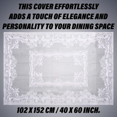 Kuber Industries Center Table Cover | Cotton Table Cloth Cover | 4-Seater Table Cloth | Self Gulmohar Vila Table Cover | Table Protector | Table Cover for Center Table | 40x60 Inch | White