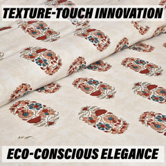 Heart Home Double Bedsheet with 2 Pillow Covers | 160 TC Premium Cotton Bedsheet for Double Bed | Bedsheet for Living Room-Home & Hotels | Dezier Flower Boota | 90x108 Inch | Cream