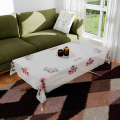 Kuber Industries Center Table Cover | PVC Table Cloth Cover | 4 Seater Table Cloth | Flower Almond Table Cover | Table Protector | Table Cover for Center Table | 40x60 Inch | Black