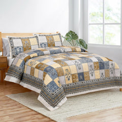 Heart Home Double Bedsheet with 2 Pillow Covers | 160 TC Premium Cotton Bedsheet for Double Bed | Bedsheet for Living Room-Home & Hotels | Candy Flower | 100x108 Inch | Gray & Yellow