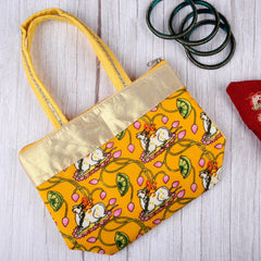 Heart Home Hand Purse|Traditional Mini Hand Bag|Silk Wallet Hand Bag|Shagun Hand Purse|Woman Tote Hand Bag|Gifts Hand Bag|Cow-Small Hand Purse|Pack of 2|Yellow