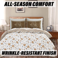 Heart Home Double Bedsheet with 2 Pillow Covers | 186 TC Premium Cotton Bedsheet for Double Bed | Bedsheet for Living Room-Home & Hotels | Embroidery Flower Zig-Zag | 100x108 Inch | Brown