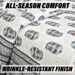 Heart Home Double Bedsheet with 2 Pillow Covers | 160 TC Premium Cotton Bedsheet for Double Bed | Bedsheet for Living Room-Home & Hotels | Dezier Flower Boota | 90x108 Inch | Blue