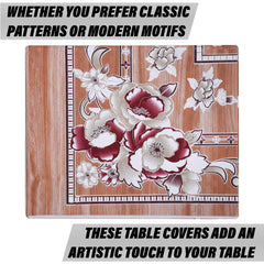 Heart Home Dining Table Cover | PVC Table Cloth Cover | 6 Seater Table Cloth | Table Protector | Table Cover for Dining Table | Passion Flower | 60x90 Inch | DTC | Golden