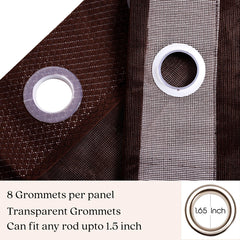 Heart Home Door Curtain|Darkening Door Curtains|Premium Drapes for Bedroom|Sheer Curtain with 8 Rings|Parda for Living Room|Net Frill Door Curtain|7 Ft|SY15ZZ|Brown