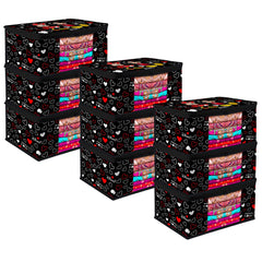 Heart Home Saree Cover | Zip Closure Saree Cover | Clothes Storage Bag | Wardrobe Organiser | Transparent Window Saree Cover | Disney Mickey-Print | 9 inch | Pack of 9 | Black