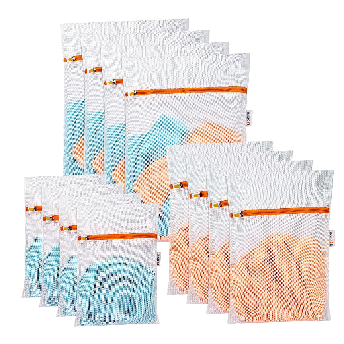 Heart Home Laundry Washing Bags | Reusable Mesh Laundry Bags | Washing Bags for Blouse-Bra-Panty-Hosiery-Lingerie-Jeans | Laundry Storage Bag | Clothes Bags | 12 Piece Set | White