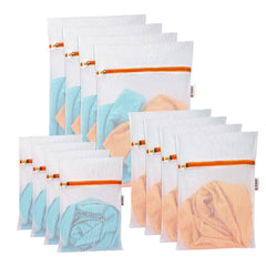 Heart Home Laundry Washing Bags | Reusable Mesh Laundry Bags | Washing Bags for Blouse-Bra-Panty-Hosiery-Lingerie-Jeans | Laundry Storage Bag | Clothes Bags | 12 Piece Set | White