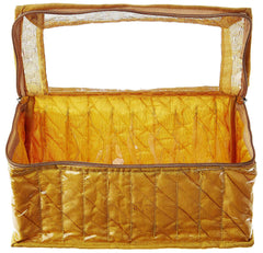 Kuber Industries 2 Pieces Fabric Jewellery Box with 10 Transparent Pouches, (Gold) - CTKTC030956