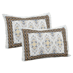 Heart Home Double Bedsheet with 2 Pillow Covers | 160 TC Premium Cotton Bedsheet for Double Bed | Bedsheet for Living Room-Home & Hotels | Dezier Carpet Print | 90x108 Inch | Blue