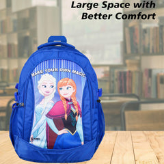 Kuber Industries Disney Frozen School Bags | Kids School Bags | Student Bookbag | Travel Backpack | School Bag for Girls & Boys | School Bag with 3 Compartments | Blue