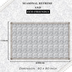 Heart Home Dining Table Cover | PVC Table Cover | Brown Embossed Lace Flower Table Cover | Table Protector | Table Cover for Dining Table | 60x90" | Transparent