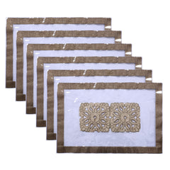 Kuber Industries Laminated Patch Floral Design PVC 6 Piece Dining Table Placemat Set (Gold) - CTKTC040621