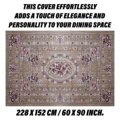 Heart Home Dining Table Cover | PVC Table Cloth Cover | 6 Seater Table Cloth | Table Protector | Table Cover for Dining Table | Passion Flower | 60x90 Inch | DTC | Brown