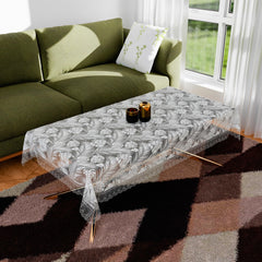 Heart Home Center Table Cover | PVC Table Cloth Cover | 4 Seater Table Cloth | Self Leaf Table Cover | Table Protector | Table Cover for Center Table | 40x60 Inch | CTC | White