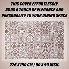 Heart Home Dining Table Cover | PVC Table Cover | Reusable Cloth Cover for Table Top | Star Design Dining Table Cover | Table Protector Cover | 60x90 Inch | Brown
