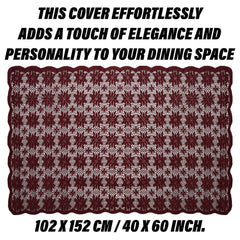 Heart Home Center Table Cover | Cotton Table Cloth Cover | 4-Seater Table Cloth | Plain Jasmin Flower Table Cover | Table Protector | Table Cover for Center Table | 40x60 Inch | Maroon