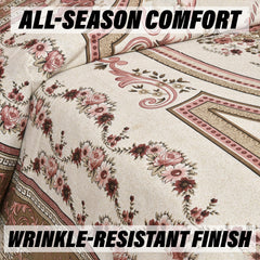 Kuber Industries Double Bedsheet with 2 Pillow Covers | 160 TC Premium Cotton Bedsheet for Double Bed | Bedsheet for Living Room-Home & Hotels | Kaleen Flower | 100x108 Inch | Pink