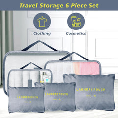 Heart Home Pack of 6 Travel Luggage Bag | Toiletry Bag for Jewellery-Watches-Bracelets | Multi-Purpose Storage Bag with Handle | Travel Utility Storage Pouches | LYN16-GRY | Grey