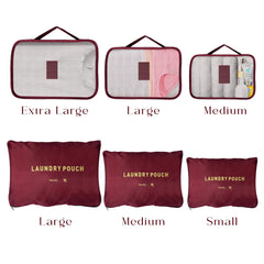 Kuber Industries Pack of 6 Travel Luggage Bag | Toiletry Bag for Jewellery-Watches-Bracelets | Multi-Purpose Storage Bag with Handle | Travel Utility Storage Pouches | LYN16-MRO | Maroon