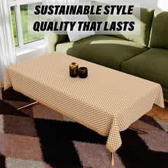 Heart Home Table Cover | Polyvinyl Dining Table Cloth Cover | Center Table Cover | Table Cover for Kitchen Table | Lining Table Cover for Hall Décor | 36x54 Inch | Golden