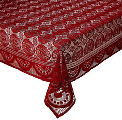 Kuber Industries Circle Design Cotton Round 6 Seater Dining Table Cover (KUBMART02712, Maroon)(Pack of 1)