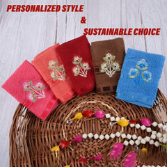 Heart Home Handkerchief | Velvet Face Towel | Face Towel | Sweat Absorbent Handkerchief | Plain Embroidary | Face Towel Hankies | Set of 12 | Multicolor