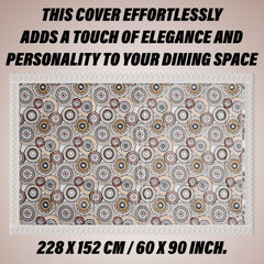 Heart Home Dining Table Cover | PVC Table Cloth Cover | 6 Seater Table Cloth | Rangoli Table Cover | Table Protector | Table Cover for Dining Table | 60x90 Inch | DTC | White