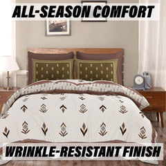 Heart Home Double Bedsheet with 2 Pillow Covers | 186 TC Premium Cotton Bedsheet for Double Bed | Bedsheet for Living Room-Home & Hotels | Embroidery Katli Flower | 100x108 Inch | Brown