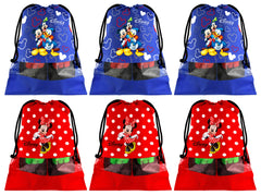 Kuber Industries Portable Travel Shoe Bags Dust-proof Shoe Organizer Space Saving Storage Bags, Disney Print (Set of 6,Royal Blue & Red) -HS_35_KUBMARTS18022