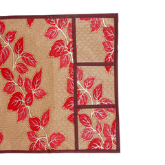 Kuber Industries Leaf Design 3 Pieces PVC Fridge Mats,2 Piece Handle Cover and 1 Piece Fridge Top Cover (Gold & Red) CTKTC34066