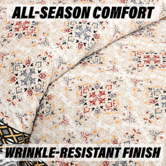 Heart Home Double Bedsheet with 2 Pillow Covers | 160 TC Premium Cotton Bedsheet for Double Bed | Bedsheet for Living Room-Home & Hotels | Dezier Carpet Print | 90x108 Inch | Cream