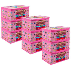 Heart Home Saree Cover | Zip Closure Saree Cover | Clothes Storage Bag | Wardrobe Organiser | Transparent Window Saree Cover | Disney Princess-Print | 9 inch | Pack of 9 | Pink