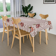 Heart Home Table Cover | Tabletop Cover | Table Cover | Table Linen Cover | Table Cloth Cover | Table Cover for Kitchen Table for Hall D�cor | Side Flower-Design | 45x70 Inch | Brown