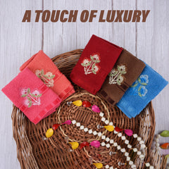 Heart Home Handkerchief | Velvet Face Towel | Face Towel | Sweat Absorbent Handkerchief | Plain Embroidary | Face Towel Hankies | Set of 12 | Multicolor