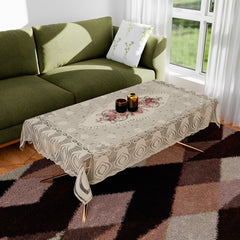 Heart Home Center Table Cover | Cotton Table Cloth Cover | 4-Seater Table Cloth | Glory Table Cover | Table Protector | Table Cover for Center Table | 40x60 Inch | CTC | Cream & Pink
