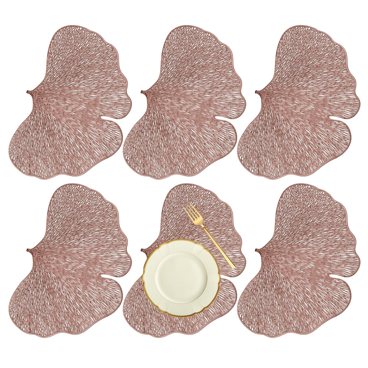 Heart Home Placemat | Placemats for Dining Room | Designer Table Mat Set | Placemats for Kitchen Table | Side Table Placemats | Butterfly Placemat Set | 6 Piece Set | Copper