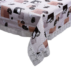 Kuber Industries 60"x 90" Flower Printed PVC Waterproof, Oil Proof, Spill Proof, Wipe Clean 6 Seater Dining Table Cover (Wine & Grey)