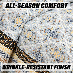 Heart Home Double Bedsheet with 2 Pillow Covers | 160 TC Premium Cotton Bedsheet for Double Bed | Bedsheet for Living Room-Home & Hotels | Dezier Carpet Print | 90x108 Inch | Blue