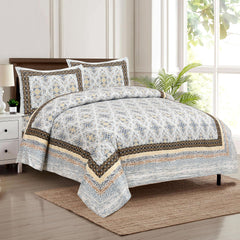 Heart Home Double Bedsheet with 2 Pillow Covers | 160 TC Premium Cotton Bedsheet for Double Bed | Bedsheet for Living Room-Home & Hotels | Dezier Carpet Print | 90x108 Inch | Blue