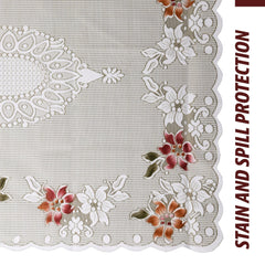 Heart Home Table Cover | Tabletop Cover | Table Cover | Table Linen Cover | Table Cloth Cover | Table Cover for Kitchen Table for Hall D�cor | Side Flower-Design | 45x70 Inch | Brown