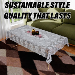 Kuber Industries Center Table Cover | Cotton Table Cloth Cover | 4-Seater Table Cloth | Glory Table Cover | Table Protector | Table Cover for Center Table | 40x60 Inch | CTC | White & Pink